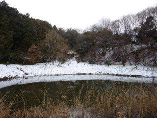 雪のため池 